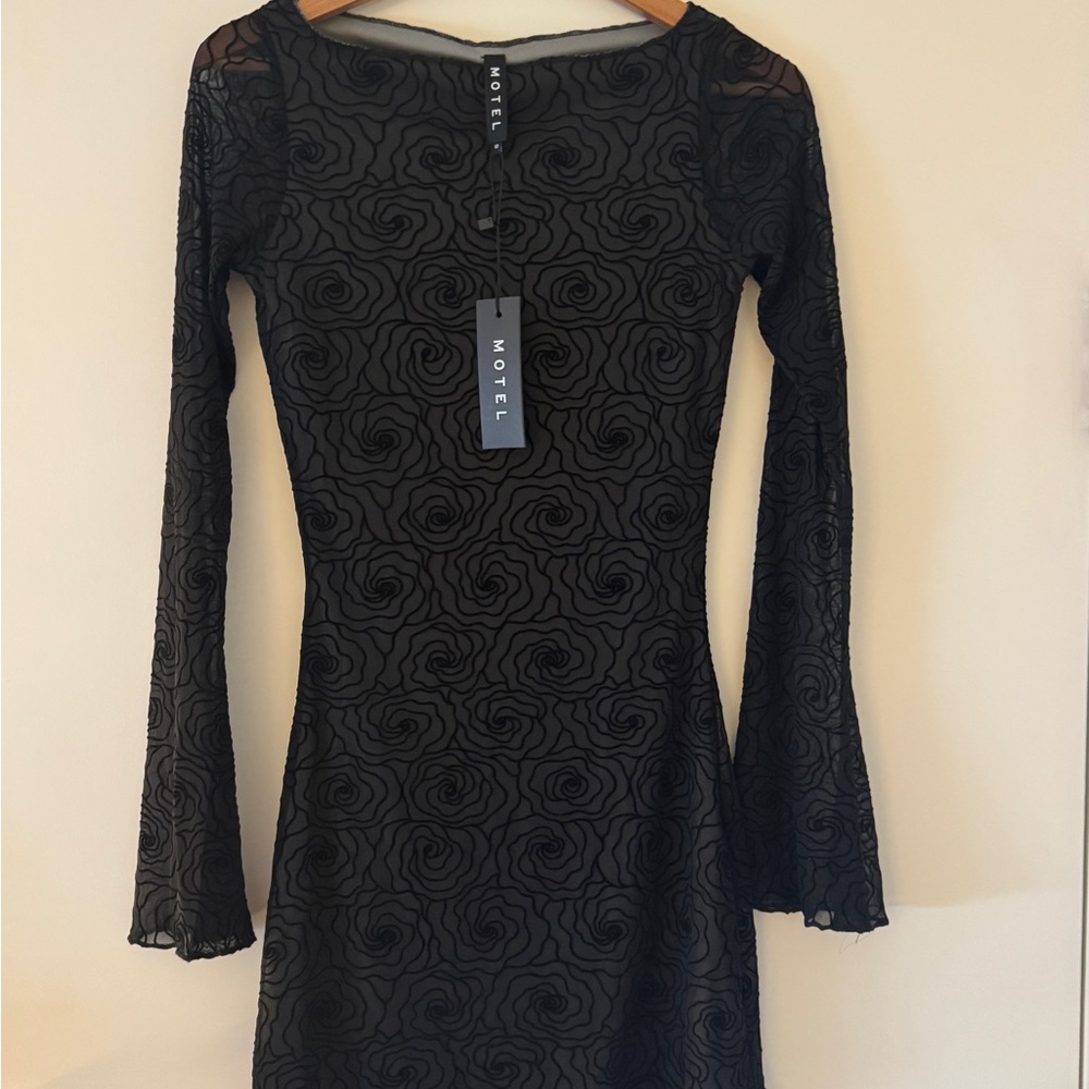 Motel Rocks Black Sheath Dress with Bell Sleeves